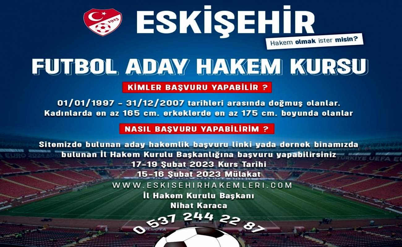Sizde Futbol Hakemi Olmak istermisiniz? Aday Hakem Başvuruları Başlıyor.